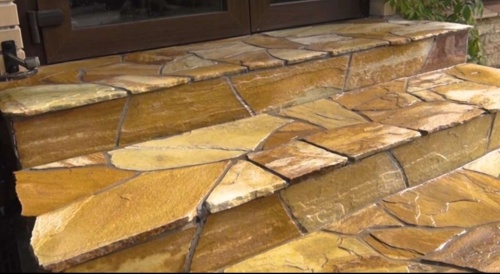 Плитняк златолит жёлтый золотистый для отмостки купить в Видном